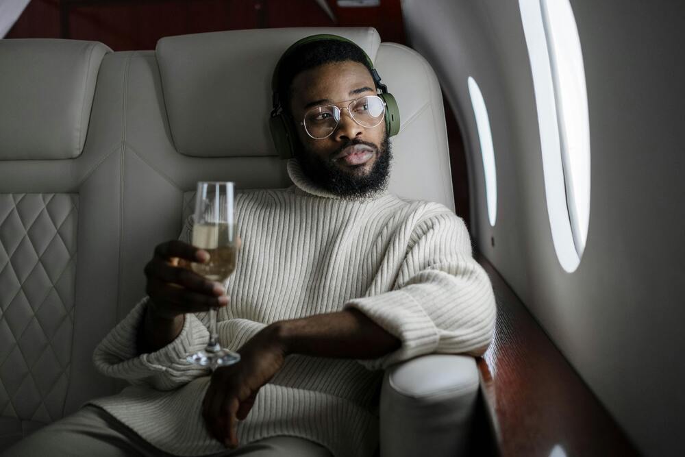 High-end private jet ready for takeoff